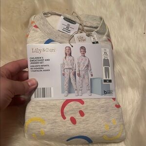 Kids Jogger Set - Gray with Colorful Prints